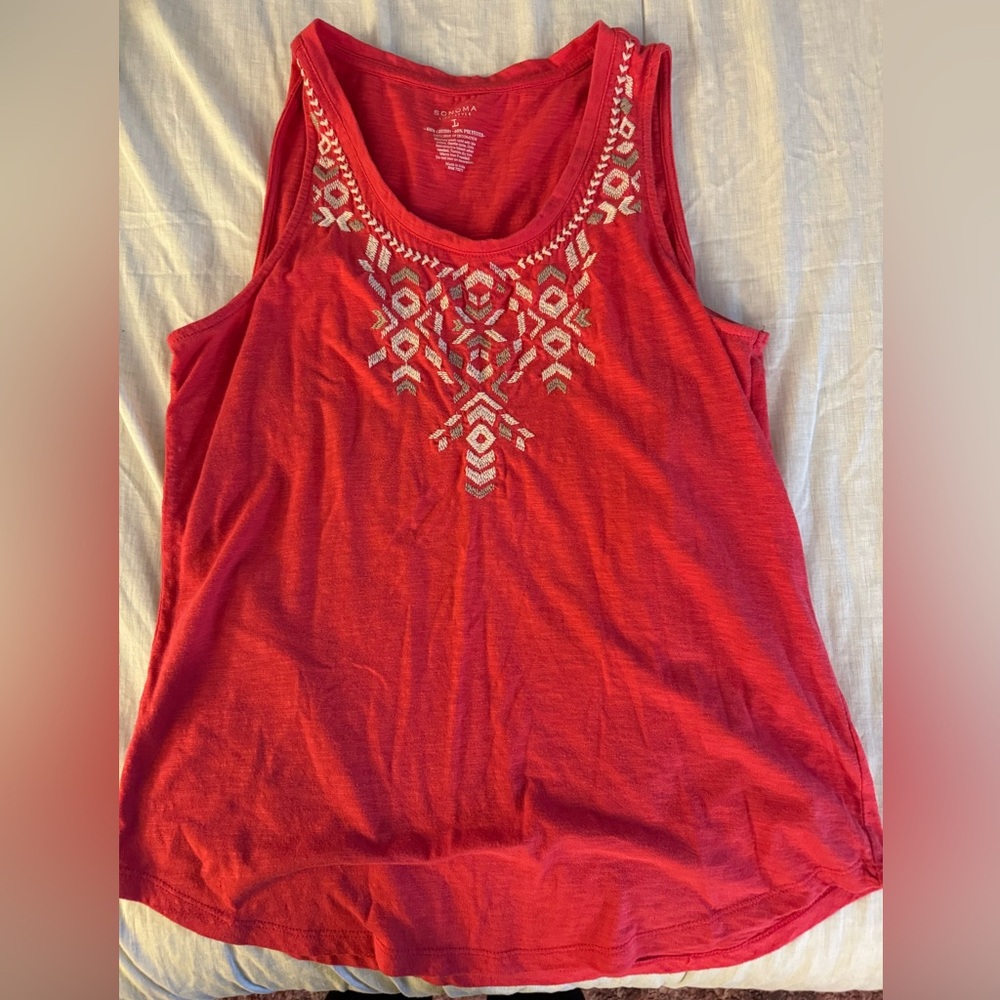Sonoma Women’s Size Large Embroidered Tank Top